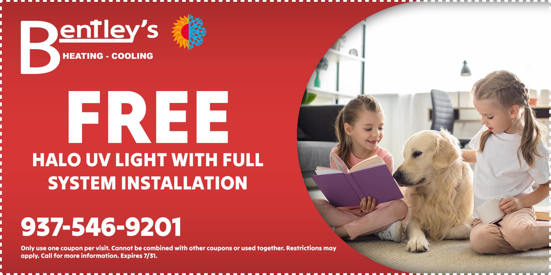 Coupon for Free Halo UV light with full system installation.